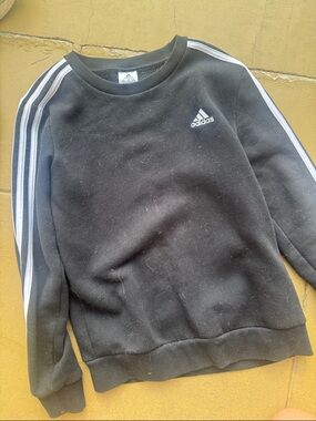 adidas Black Crewneck Sweatshirt with White Stripes